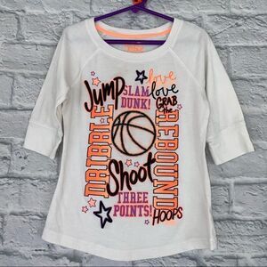 Justice graphic print 3/4 sleeve top with basketball print girls size 7
